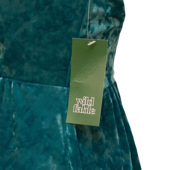 Wild Fable Women's Sleeveless Velvet Skater Dress in Zenith Teal, Small - Picture 4 of 4